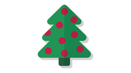 Christmas Tree in Festive Spirit: A vibrantly illustrated Christmas tree adorned with round ornaments, embodying the spirit of the holiday season, with minimalist appeal and festive charm.