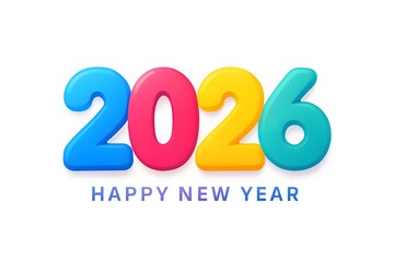 Colorful 2026 with happy new year text