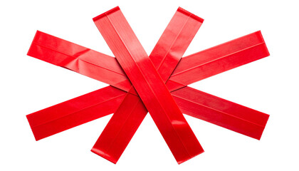 A realistic PNG of a cross sign made with red tape, bold and clean with a clear “X” shape.
Perfect for warnings, labels, UI graphics, stop signs, cancellation marks, and design highlights.