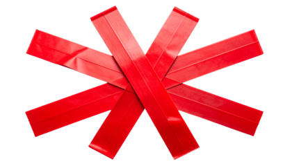 A realistic PNG of a cross sign made with red tape, bold and clean with a clear “X” shape.
Perfect for warnings, labels, UI graphics, stop signs, cancellation marks, and design highlights.