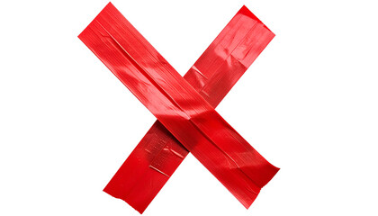 A realistic PNG of a cross sign made with red tape, bold and clean with a clear “X” shape.
Perfect for warnings, labels, UI graphics, stop signs, cancellation marks, and design highlights.