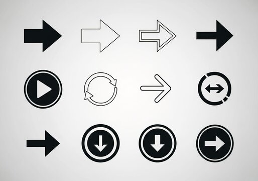 Minimalist Navigation and Media Control Icons Set