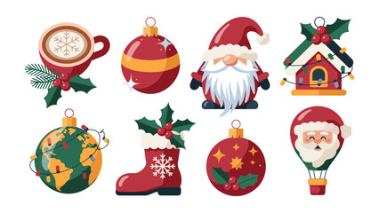 Festive Christmas Decorations: A collection of charming Christmas decorations, including ornaments, a gnome, and more, all captured in vibrant detail. 