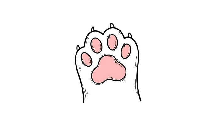Cute Cat Paw Illustration with Pink Pads and Claws.