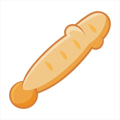 Cartoon vector illustration of a hot dog sandwich with sausage, mustard, and bun, isolated on white