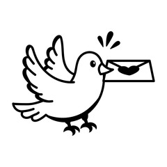 A drawing style icon depicting pigeon message