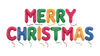 Festive Balloons: Merry Christmas spelled out in vibrant, balloon-shaped letters, evoking the joy and cheer of the holiday season.