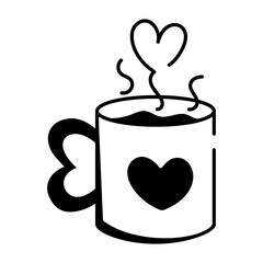 Hand drawn style icon showing heart mug