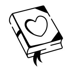Hand drawn style icon showing love book