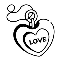 A doodle style icon showing a love pendant