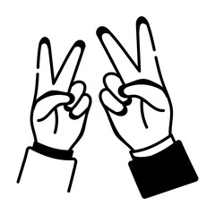 Obraz premium A doodle style icon showing a victory sign
