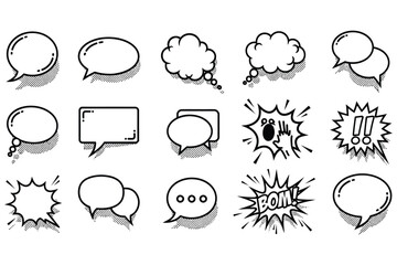 “Comic Speech and Thought Bubbles – Cartoon Dialog Icons for Creative Design”