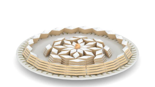 Indian Sweet Kaju Katli Arranged on a Plate
