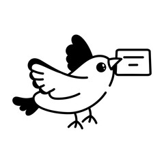 A doodle style icon showing a messenger bird