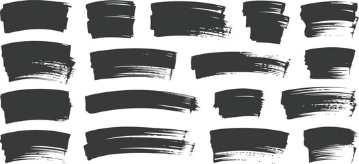 Abstract hand-drawn grunge brush strokes collection design elements