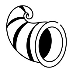 A doodle style icon of cornucopia harvest basket