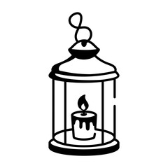 A sketchy style icon depicting lantern glowing
