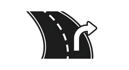 Black and White Road Sign Icon Showing Turn Right Direction Vector