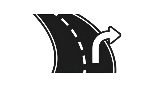 Black and White Road Sign Icon Showing Turn Right Direction Vector - Powered by Adobe