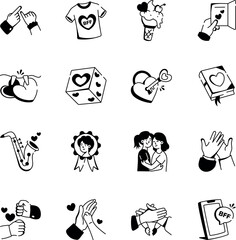 Pack of Family Bonding Doodle Style Icons 