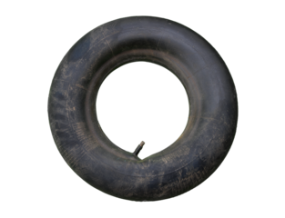 Old used tire inner tube isolated on transparent background