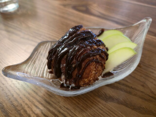 Fried Ice Cream with Chocolate and Apples