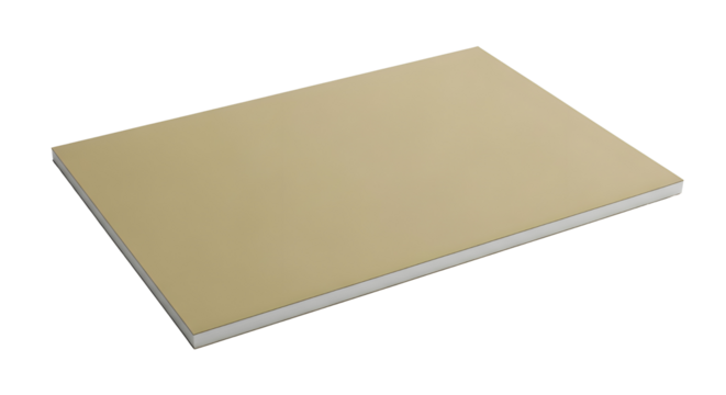 Single rectangular piece of isolated gypsum plasterboard drywall sheet on white background