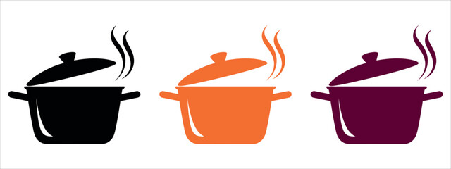 Colorful cooking pots illustration for culinary designs, restaurant menus, and food blogs, adding a touch of warmth, perfect for foodies