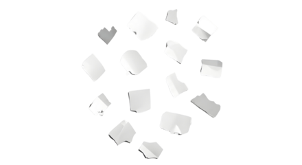 Floating Scattered White Torn Paper Fragments Graphic Resource Isolated on White