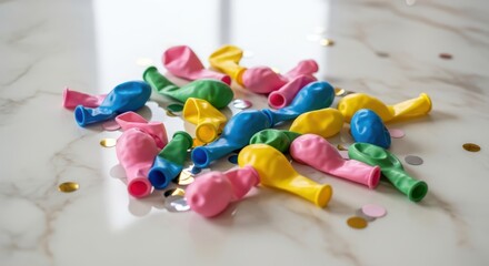 Pile of deflated balloons and confetti