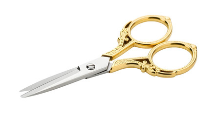 Ornate Vintage Style Gold Embroidery Scissors Isolated on White Background Product Shot