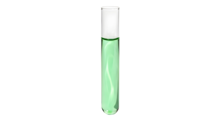 Isolated Glass Test Tube Filled with Bright Green Liquid on White Background
