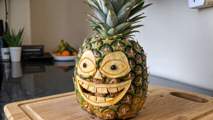 A funny pineapple face cutout