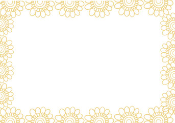 decorative gold floral border frame with repeating line art flowers on white background