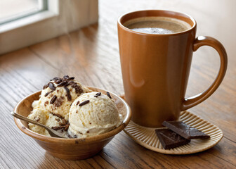 cup of coffee with ice cream