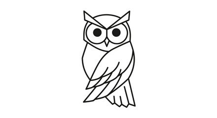 Minimalist line art of a stylized owl with geometric shapes forming its features