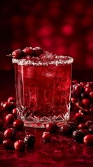 Refreshing Cranberry Cocktail in Elegant Glass