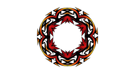 Abstract ornate ring with fire colored details on a white background graphic design