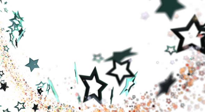 Festive abstract design with floating stars and a blurred background. Perfect for celebrations, parties and any event concept.