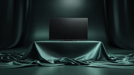 Sleek Television on Luxurious Fabric Background