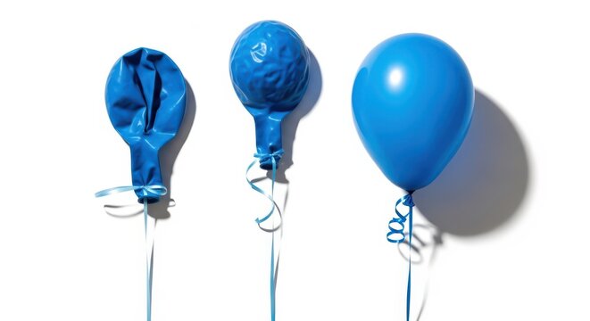 Three blue balloons isolated on white background