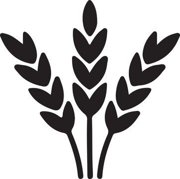 Stylized black wheat stalks silhouette icon for design