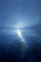 Winding Path of Glowing Light Through Calm Sea