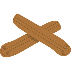 Two Cinnamon Sticks Crossed on a Transparent Background Representing Spice and Flavor for Culinary Use