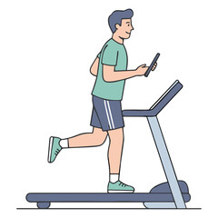 Man Running on Treadmill Vector Illustration