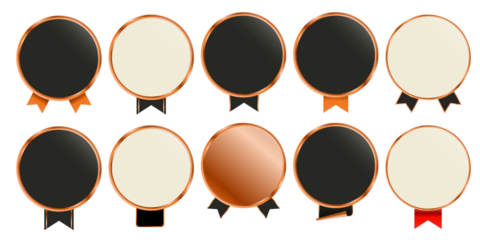 Luxury bronze emblem vector collection with polished metallic borders, premium quality decorative shapes, and stylish copper accents suitable for upscale branding and refined promotional artwork
