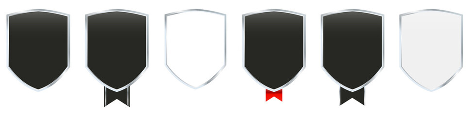 Polished silver badge vector pack with elegant metallic frames, premium label ornaments, and...