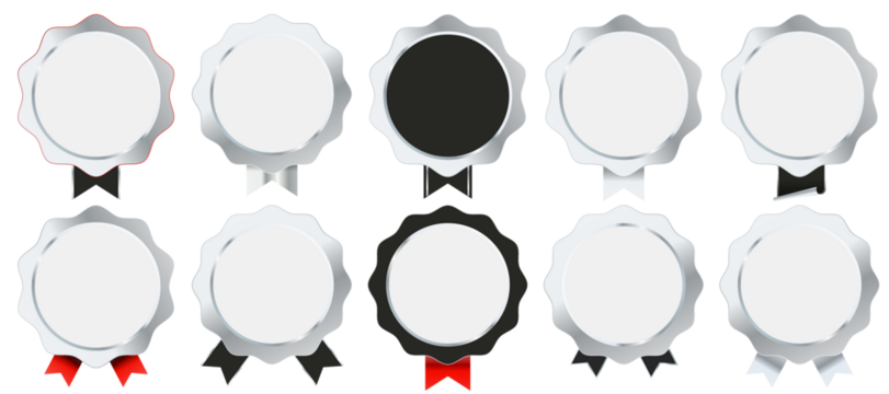 Shiny silver badge and label pack with luxury metallic frames, polished chrome accents, and refined decorative ornaments ideal for premium product packaging and high-end brand visuals
