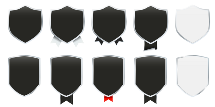 Silver metallic badge vector set showcasing refined chrome borders, elegant ornamental shapes, and premium quality label designs perfect for prestigious branding and exclusive marketing materials
