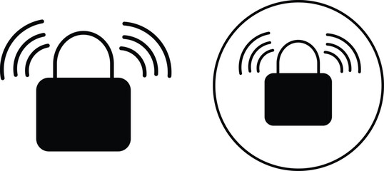 nfc lock icon set. Wireless security and access system sign. Contactless Lock Symbols. Digital Lock and NFC Icons
